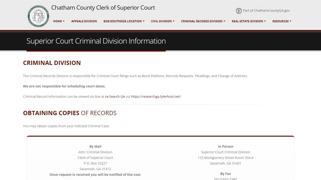 Chatham County, GA - Court System - Superior Court Clerk Criminal ...