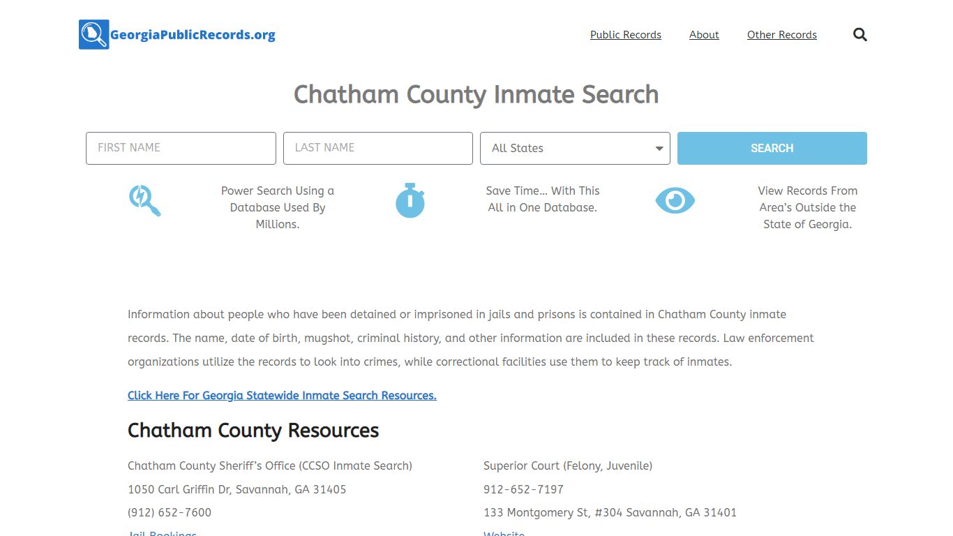 Chatham County Inmate Search - CCSO GA Current & Past Jail Records